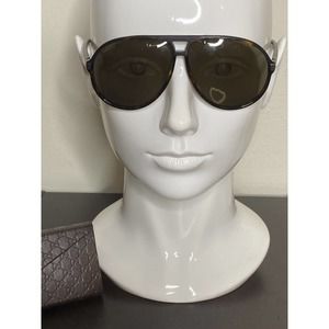 Gucci Brown/Black Acetate Aviator Sunglasses w/Metal Logo GG 1646/S